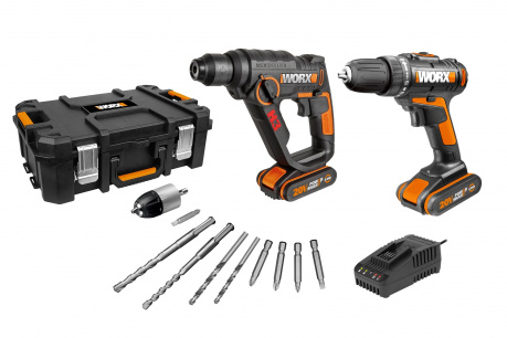 Купить Набор WORX Дрель акк. WX101.9 + Перфоратор WX390.1   WX927 фото №1