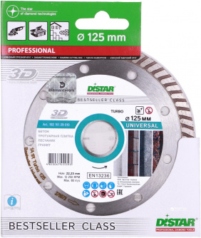 Купить Диск алмазный DISTAR Bestseller Universal 1A1R Turbo 125*2,2*22,2 фото №3