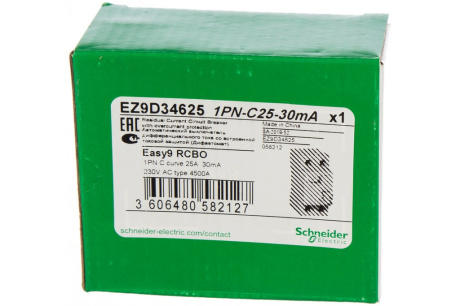 Купить Диф. автомат SCHNEIDER EASY9 1п+N 25A 30мА C AC 4.5kA 230B EZ9D34625 фото №4