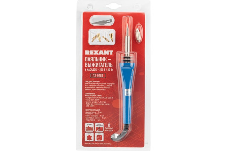 Купить Набор паяльник-выжигатель REXANT 220V/30Вт ZD-707A 6 насадок 12-0183 12-0183 фото №12