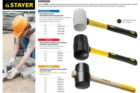 Купить Чёрная резиновая киянка STAYER 900 г 20505-90 фото №6